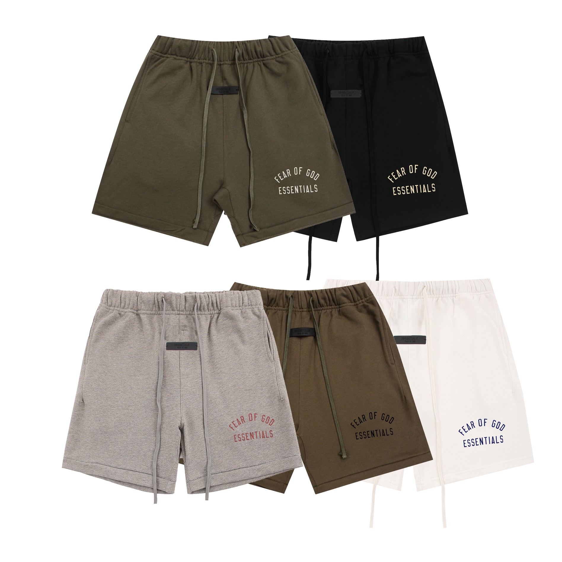 Fear of God Essentials Fall24新品系列印花半弧字母短裤毛圈卫裤...