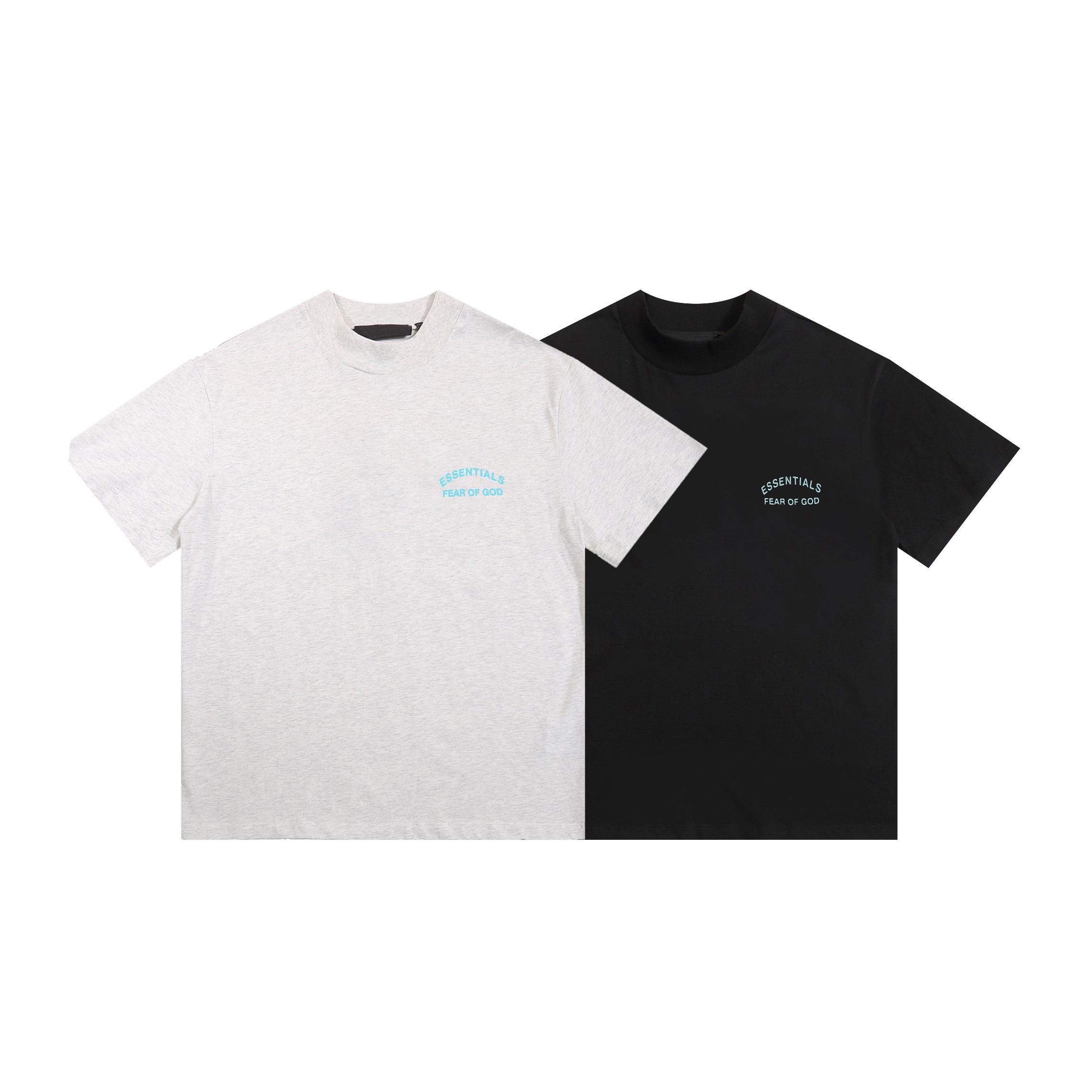 Fear of God Little Blue Stamp Pure Cotton T-shirt in Black and Light Gray, Sizes S-XL