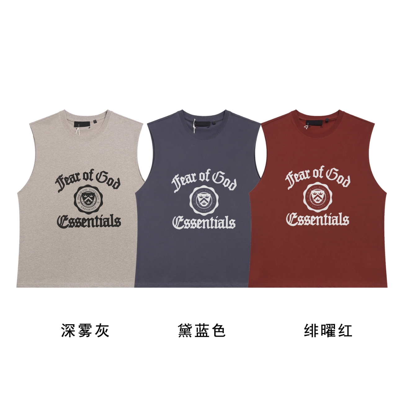 Essentials FOG前标图案印花学院风无袖T恤背心
款号：BX8832#  
...