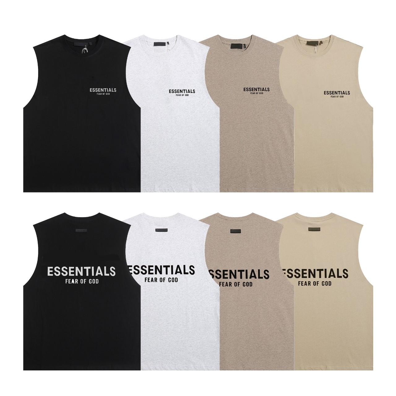 FOG Essentials前后字母压花百搭无袖T恤背心
款号：BX8835#  
颜...