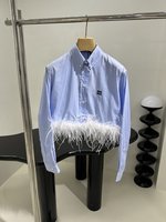 MiuMiu Clothing Shirts & Blouses Replica Shop
 Blue Embroidery Cotton Spring Collection