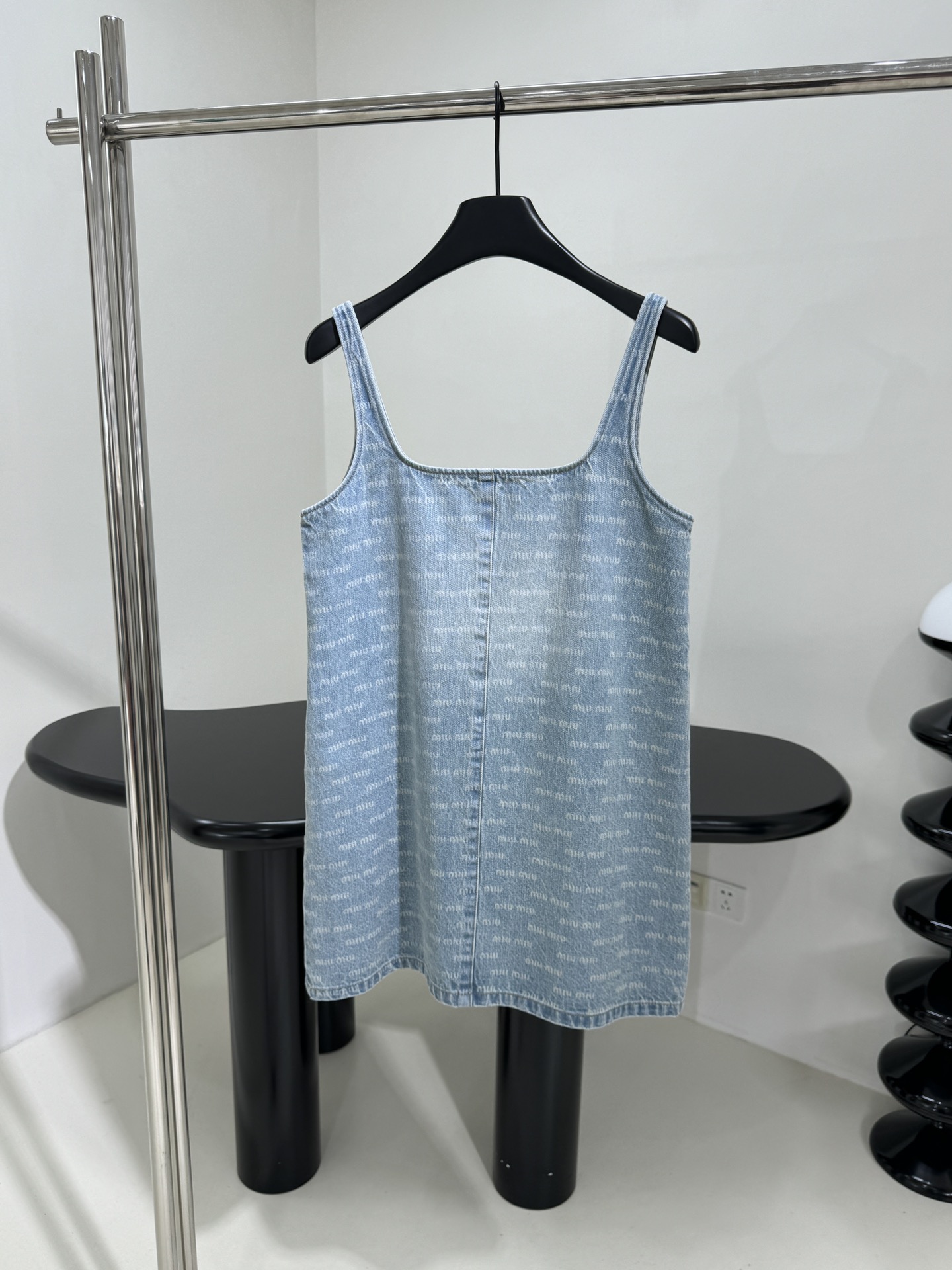 MiuMiu בגדים שמלות כחול קל הדפסה דנים אוסף האביב/הקיץ