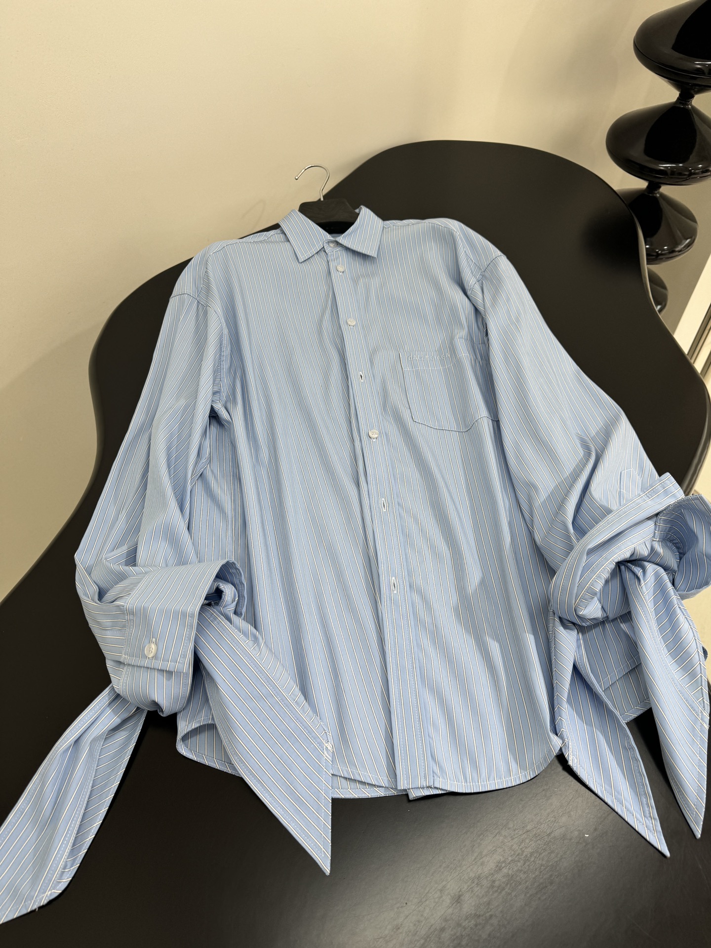 Balenciaga Oversized Striped Cotton Poplin Shirt - Blue, Long Sleeve 7 i1745403543 1818 0