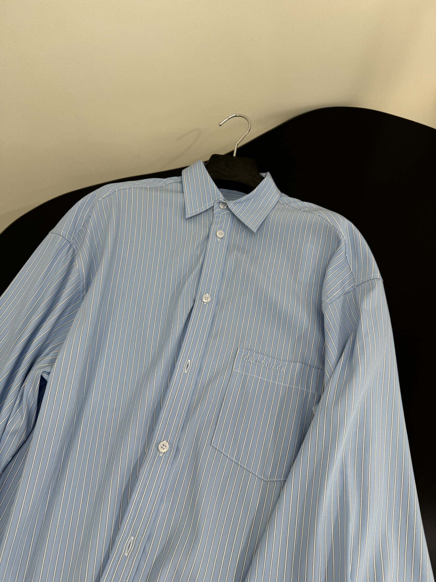 Balenciaga Oversized Striped Cotton Poplin Shirt - Blue, Long Sleeve 5 i1745403543 2297 0