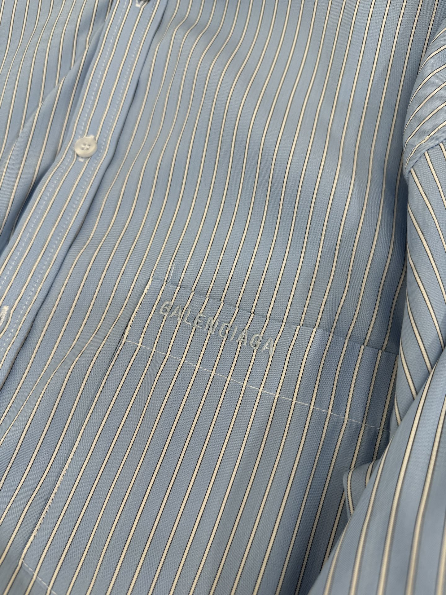 Balenciaga Oversized Striped Cotton Poplin Shirt - Blue, Long Sleeve 6 i1745403543 3452 0
