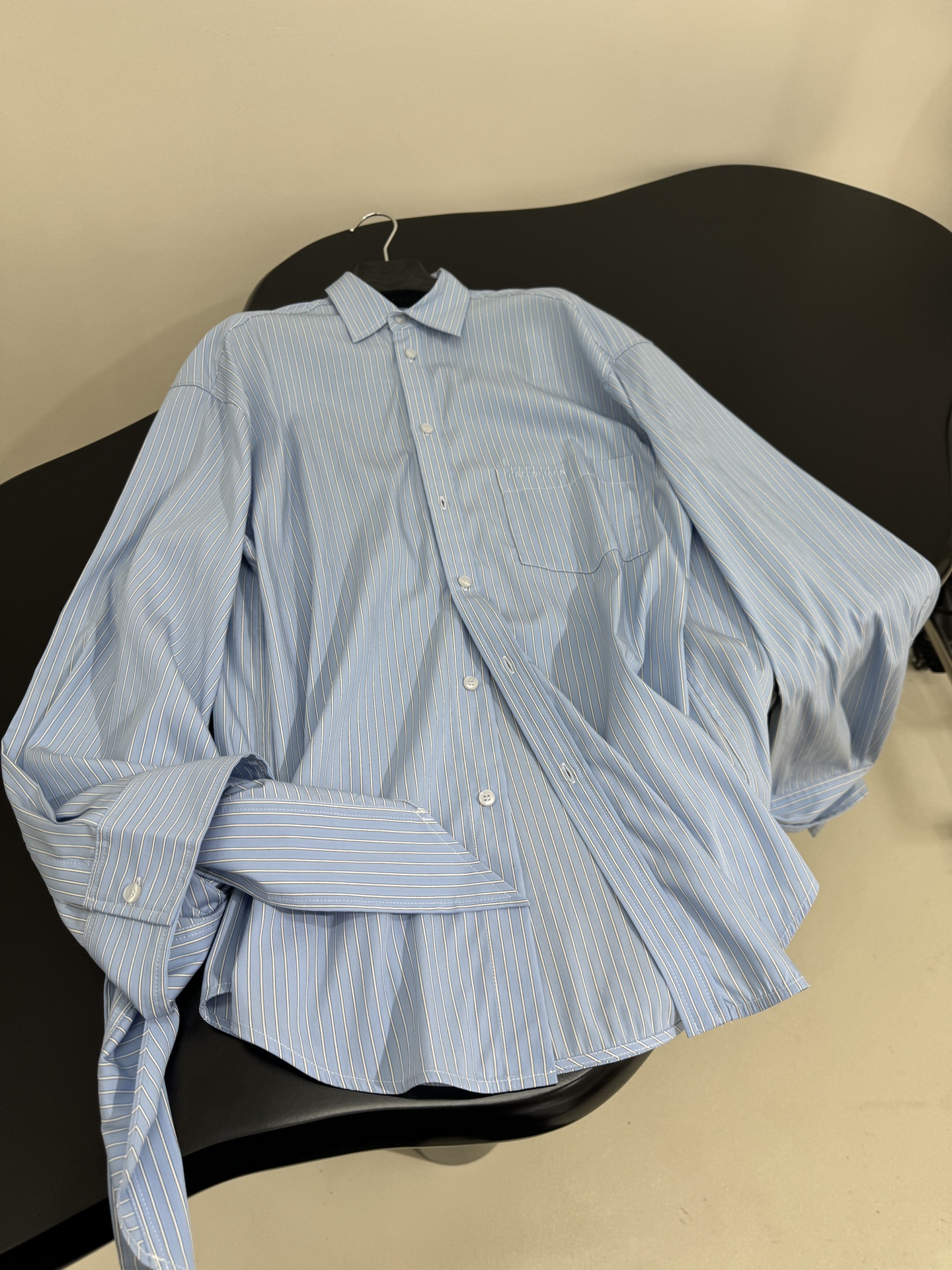 Balenciaga Oversized Striped Cotton Poplin Shirt - Blue, Long Sleeve 9 i1745403543 9610 0