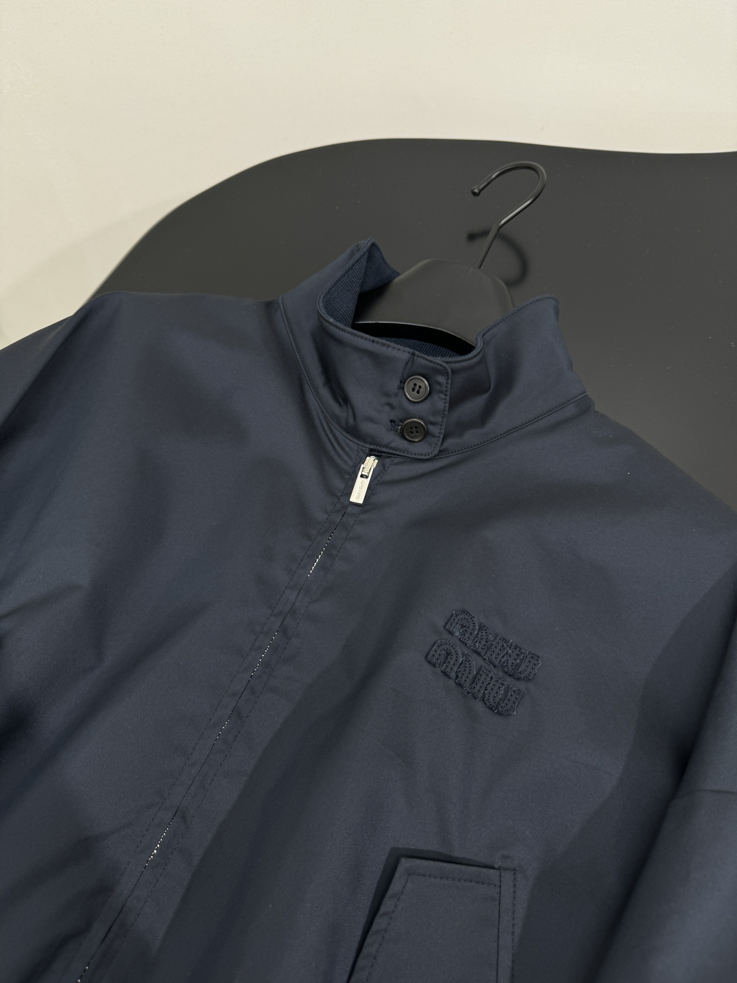 Miu Cotton Belted Jacket - Navy Blue Panama Cotton, Embroidered Logo, Unisex 7 i1747735904 5461 5