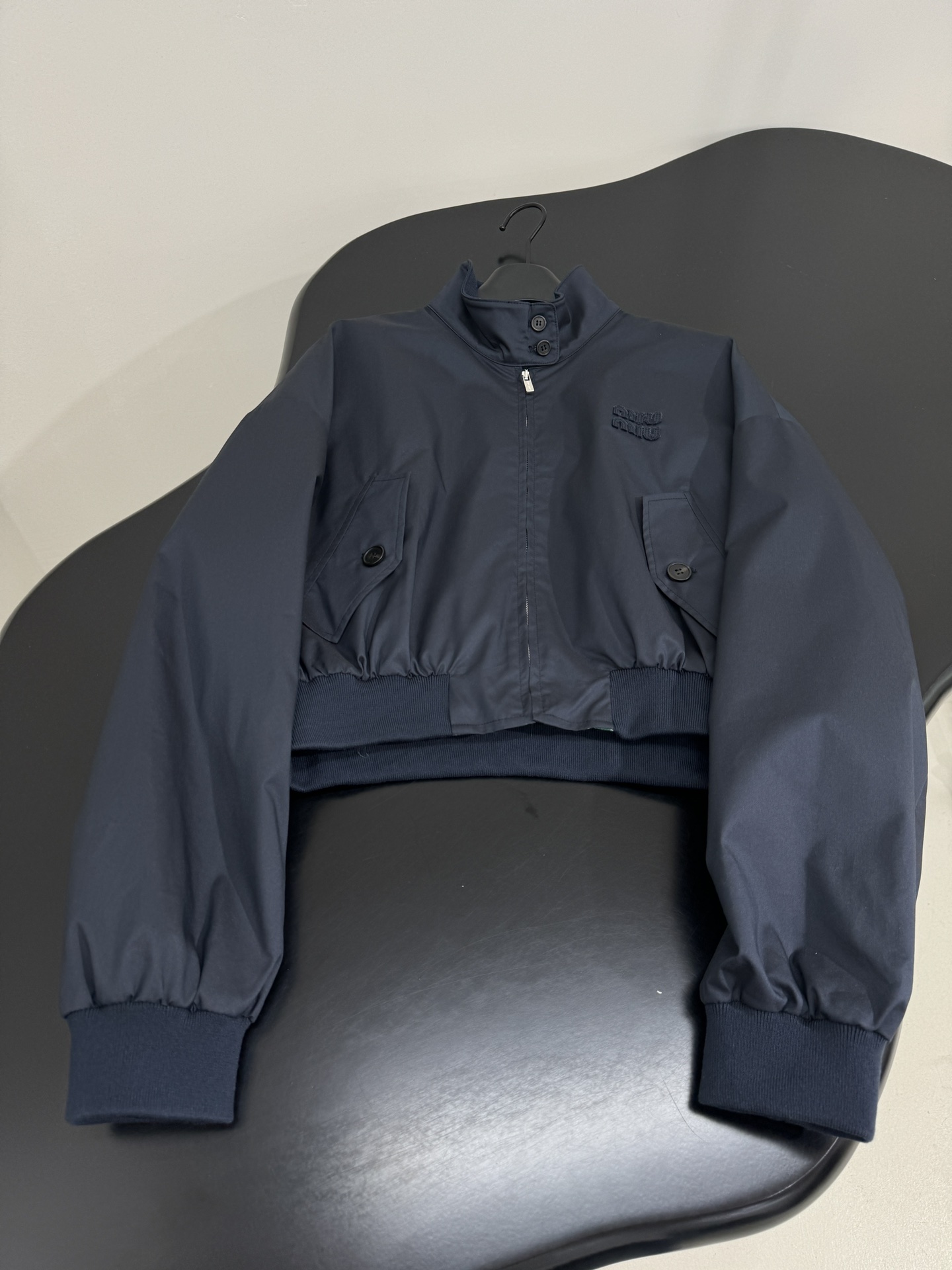 Miu Cotton Belted Jacket - Navy Blue Panama Cotton, Embroidered Logo, Unisex 5 i1747735904 5746 0