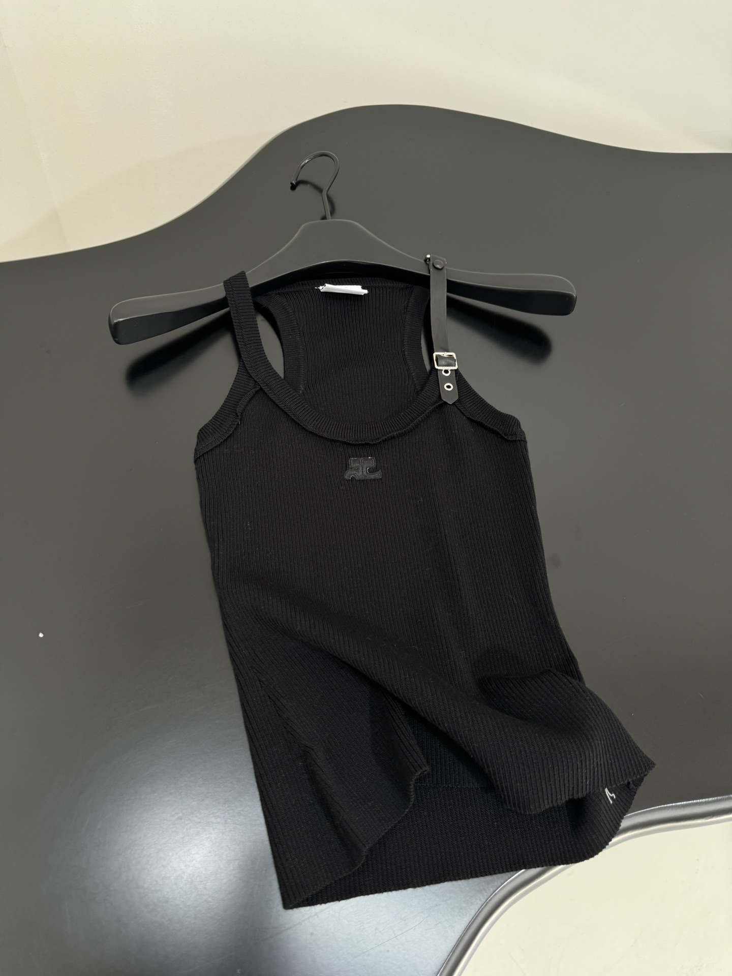 Courreges: Original Female Suit with Cotton Knit Vest, Leather Belts, Stripes. - 图片 9