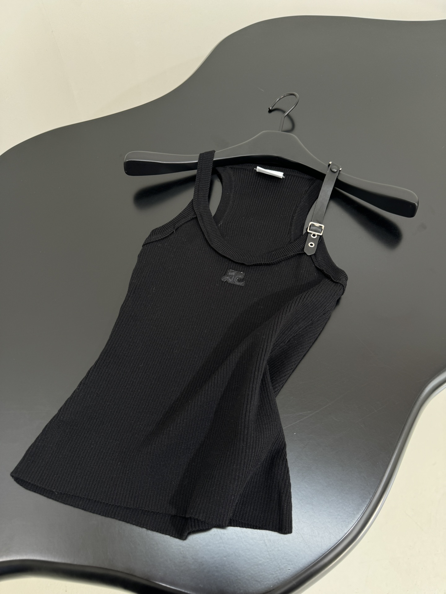 Courreges: Original Female Suit with Cotton Knit Vest, Leather Belts, Stripes. - 图片 8