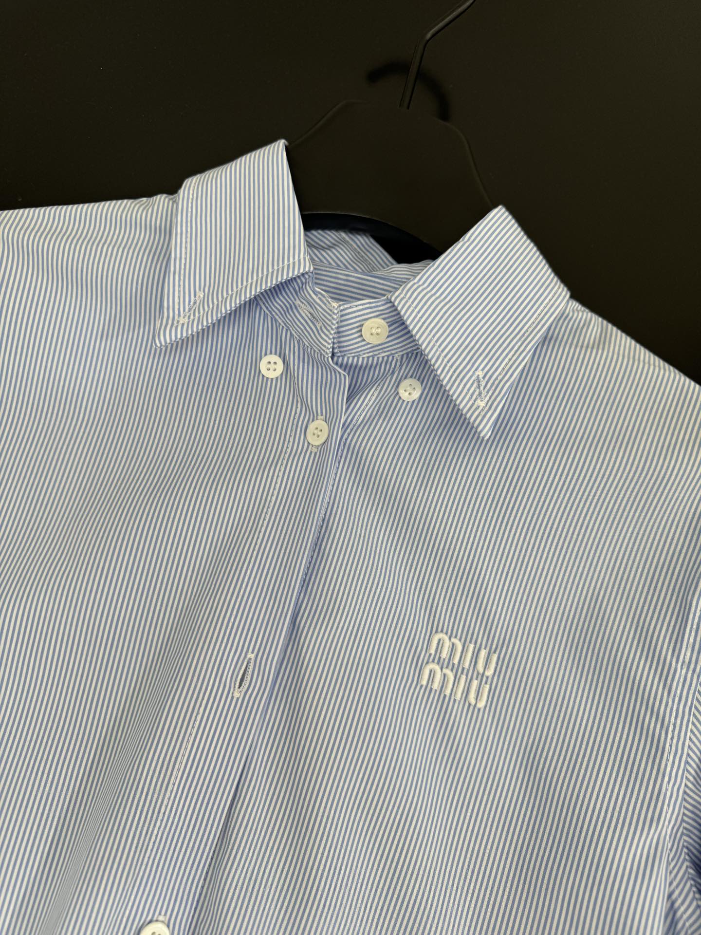 Striped Lace Shirt & Mini Skirt Set with Brand Embroidery - Light Blue 5 i1752059678 2818 8