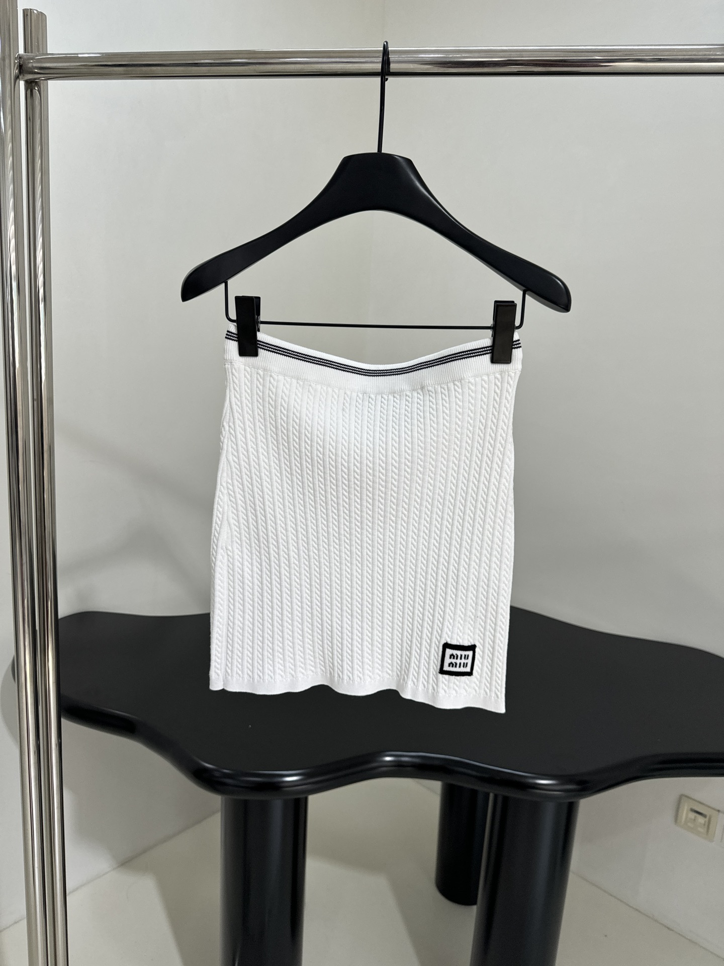 Miu Miu Wool Vest and Skirt Set - Striped Trim, Embroidered Logo, White 4 i1753443455 2374 0