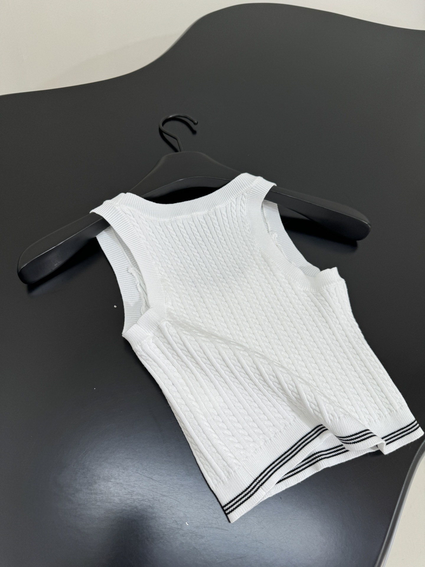 Miu Miu Wool Vest and Skirt Set - Striped Trim, Embroidered Logo, White 10 i1753443455 3149 5