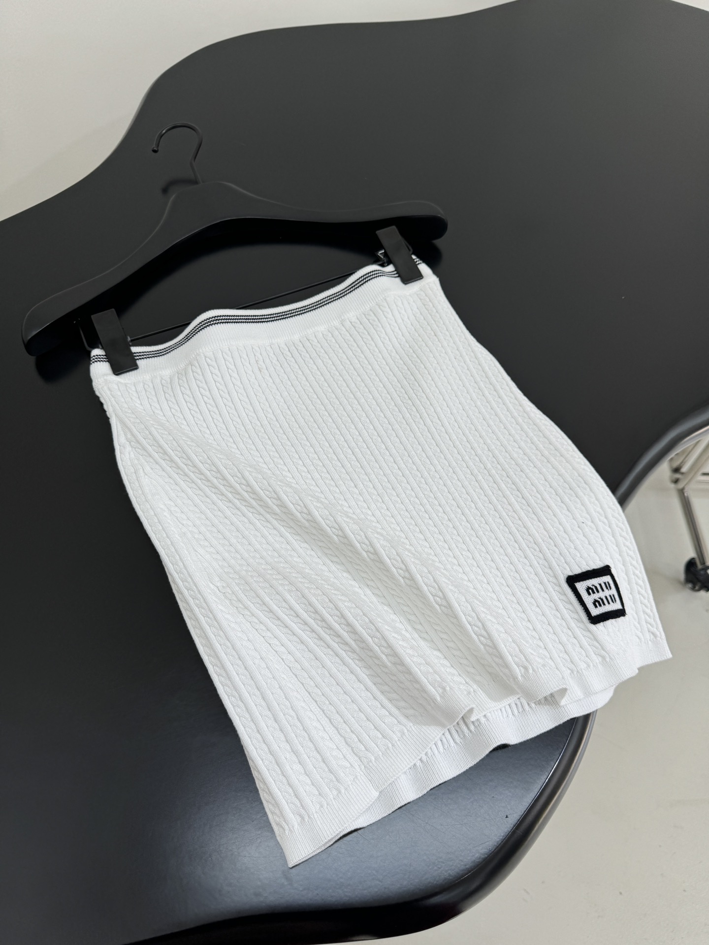 Miu Miu Wool Vest and Skirt Set - Striped Trim, Embroidered Logo, White 6 i1753443455 5023 4