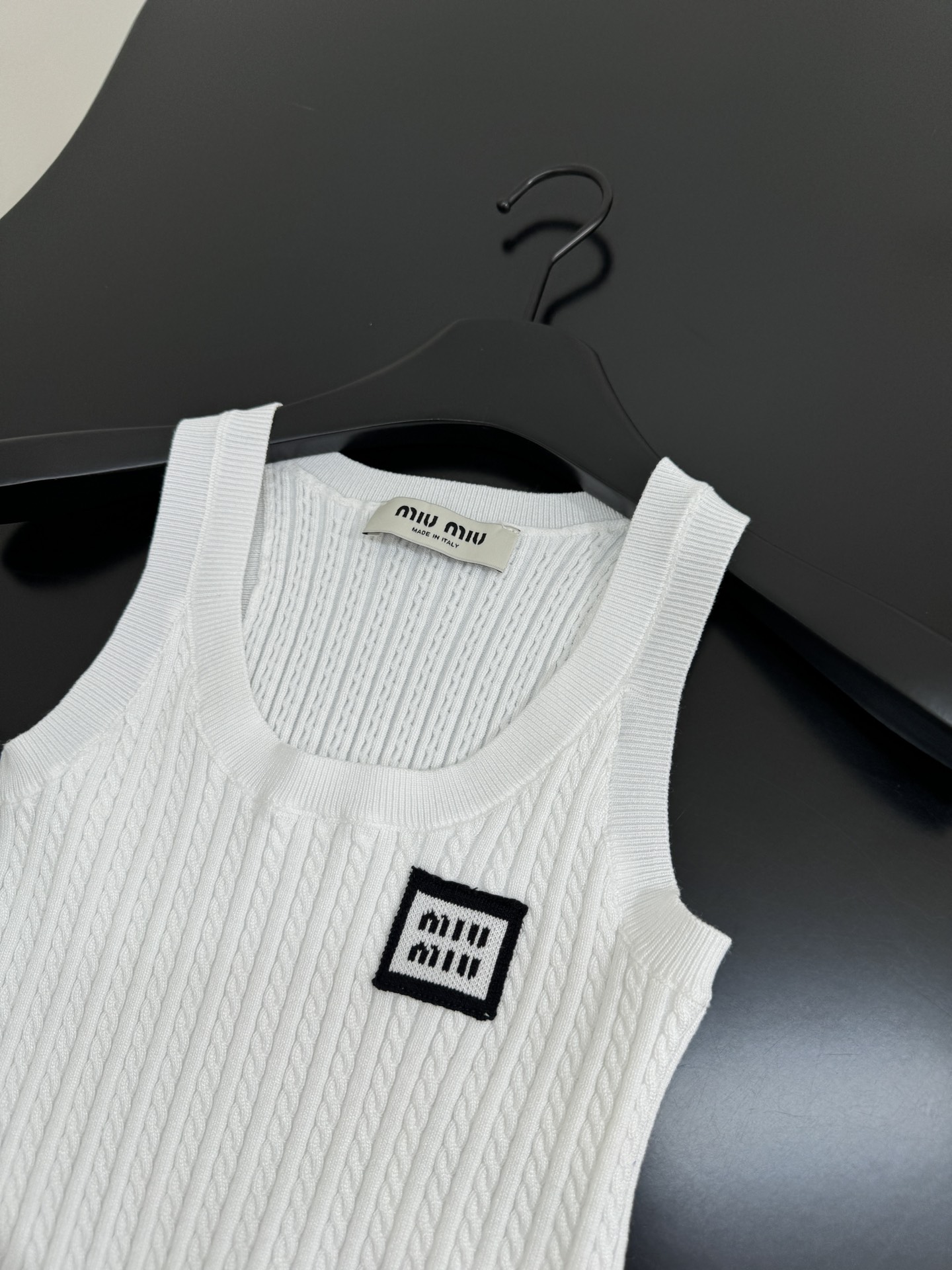 Miu Miu Wool Vest and Skirt Set - Striped Trim, Embroidered Logo, White 8 i1753443455 6684 7