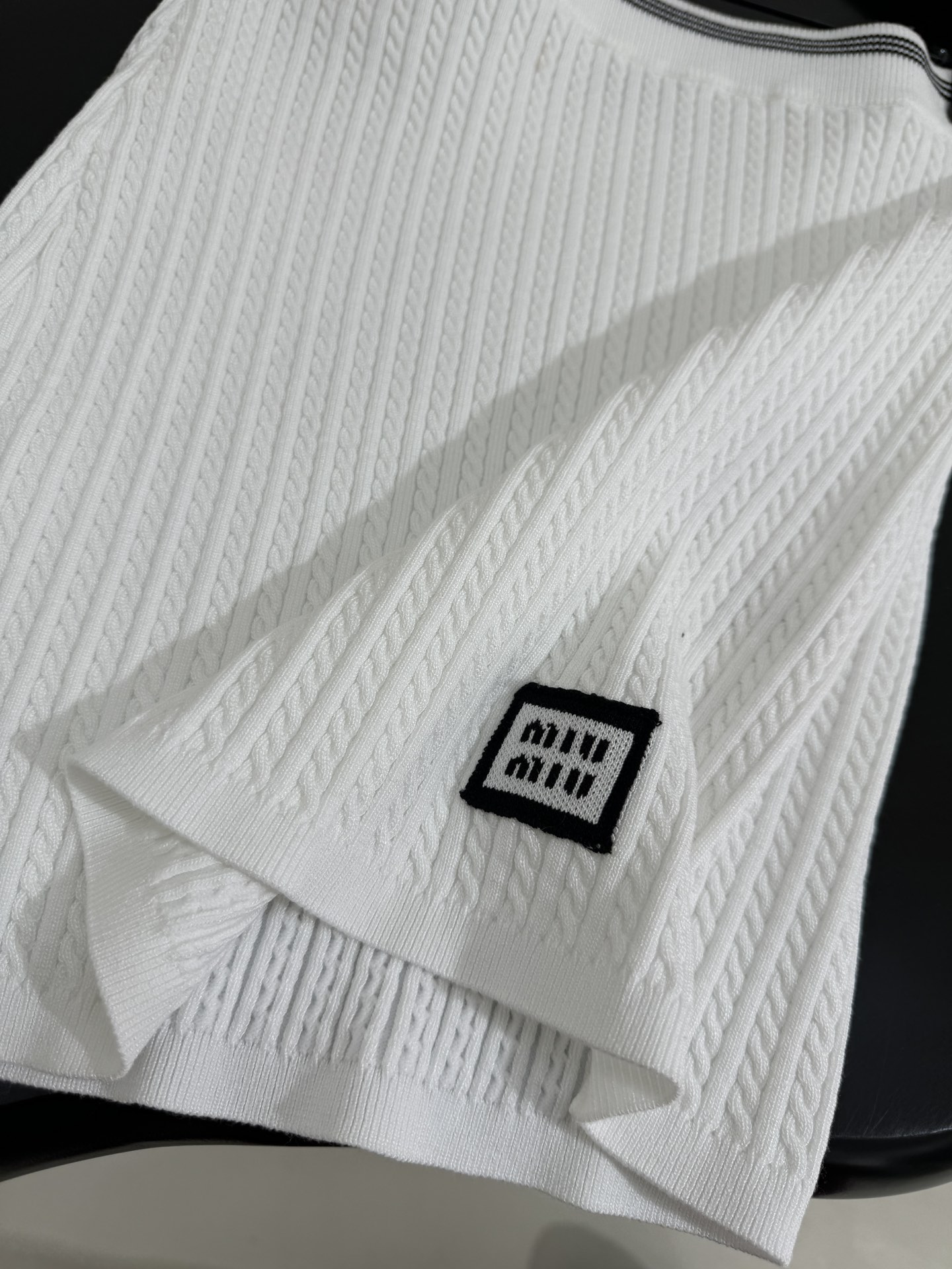 Miu Miu Wool Vest and Skirt Set - Striped Trim, Embroidered Logo, White 7 i1753443455 6845 1