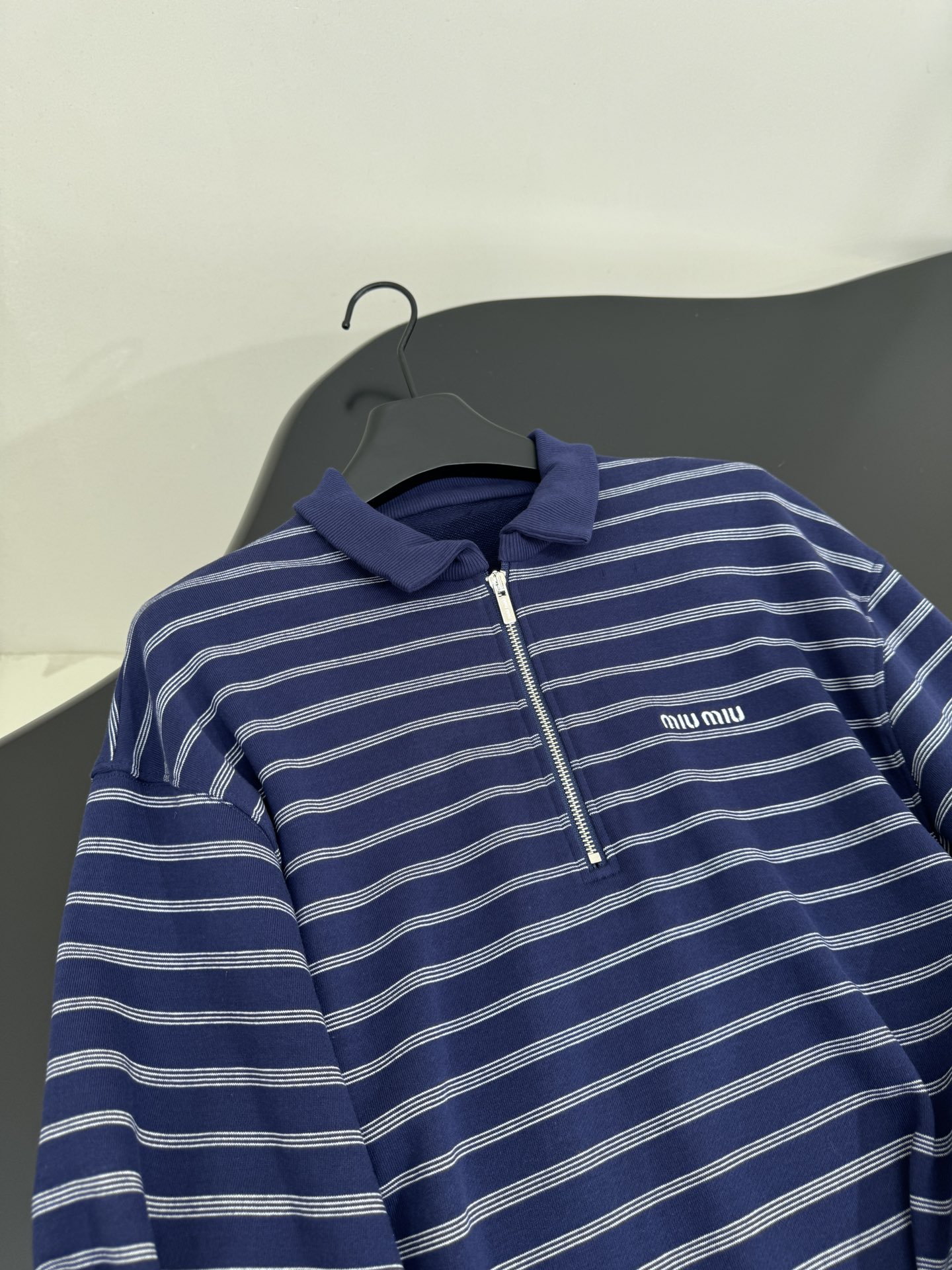 Striped Cotton Long Sleeve Polo Shirt with Embroidered Logo - Navy Blue 6 i1753443524 2483 7