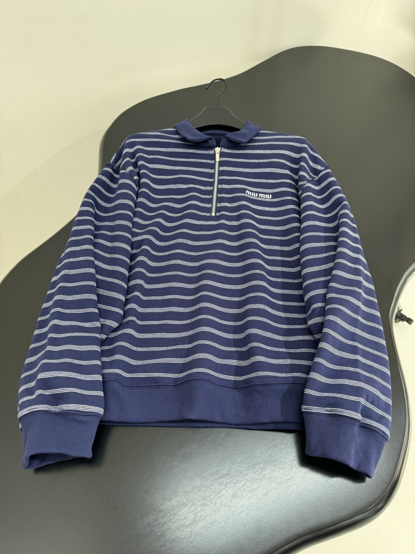 Striped Cotton Long Sleeve Polo Shirt with Embroidered Logo - Navy Blue 5 i1753443524 5857 0