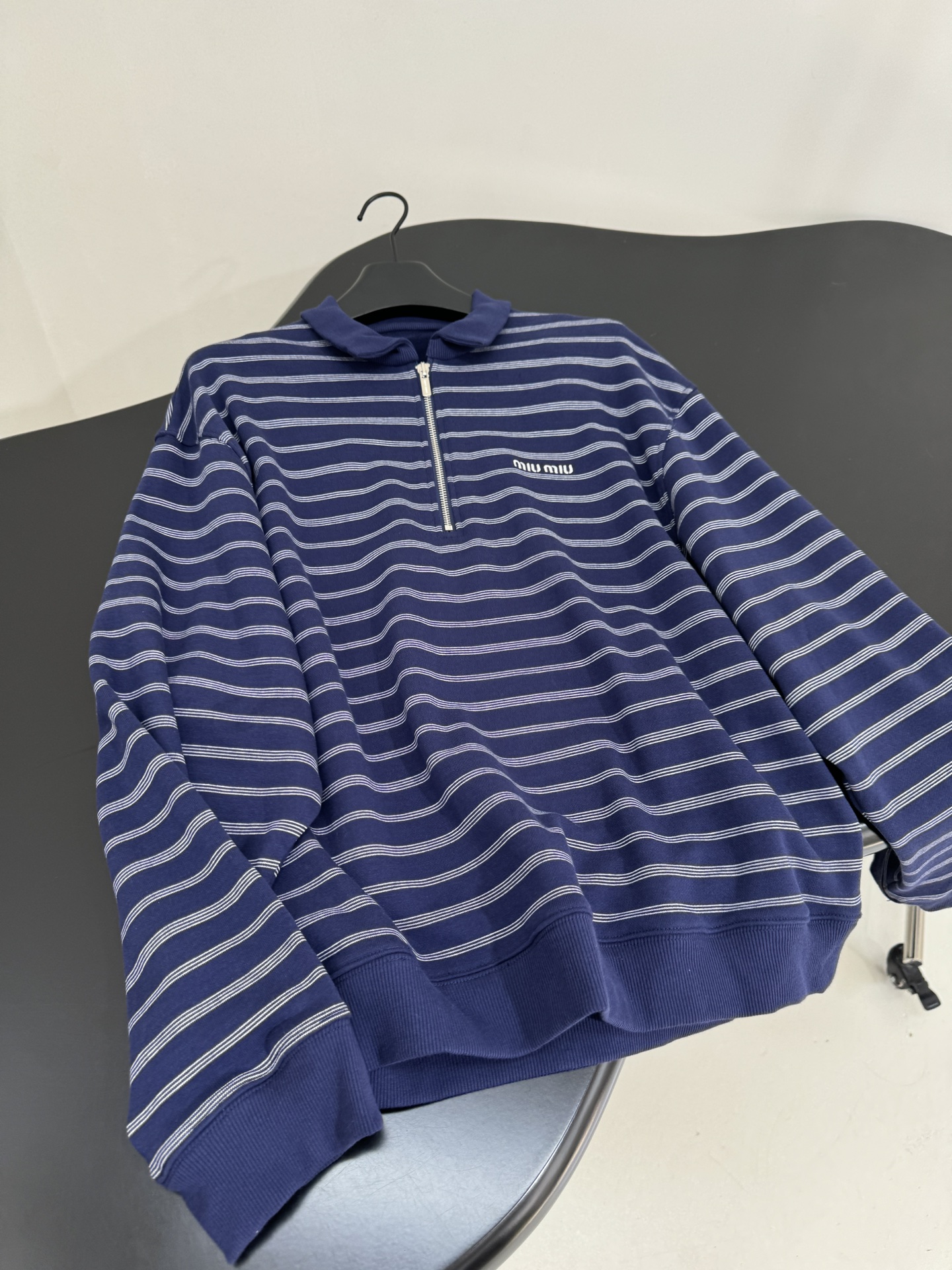 Striped Cotton Long Sleeve Polo Shirt with Embroidered Logo - Navy Blue 9 i1753443526 541 0
