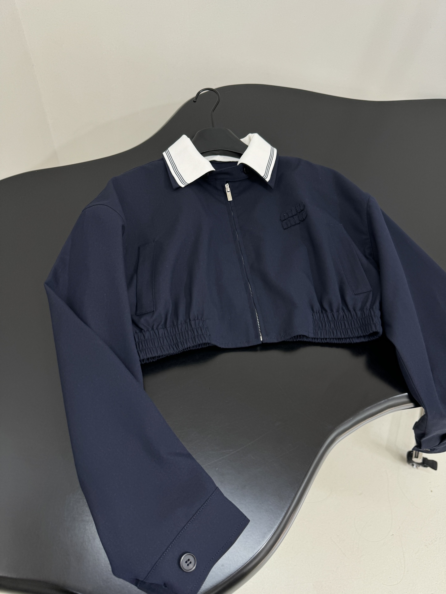 Miu Miu Navy Cotton Varsity Jacket with Embroidered Logo - New Collection 7 i1753871003 8714 6