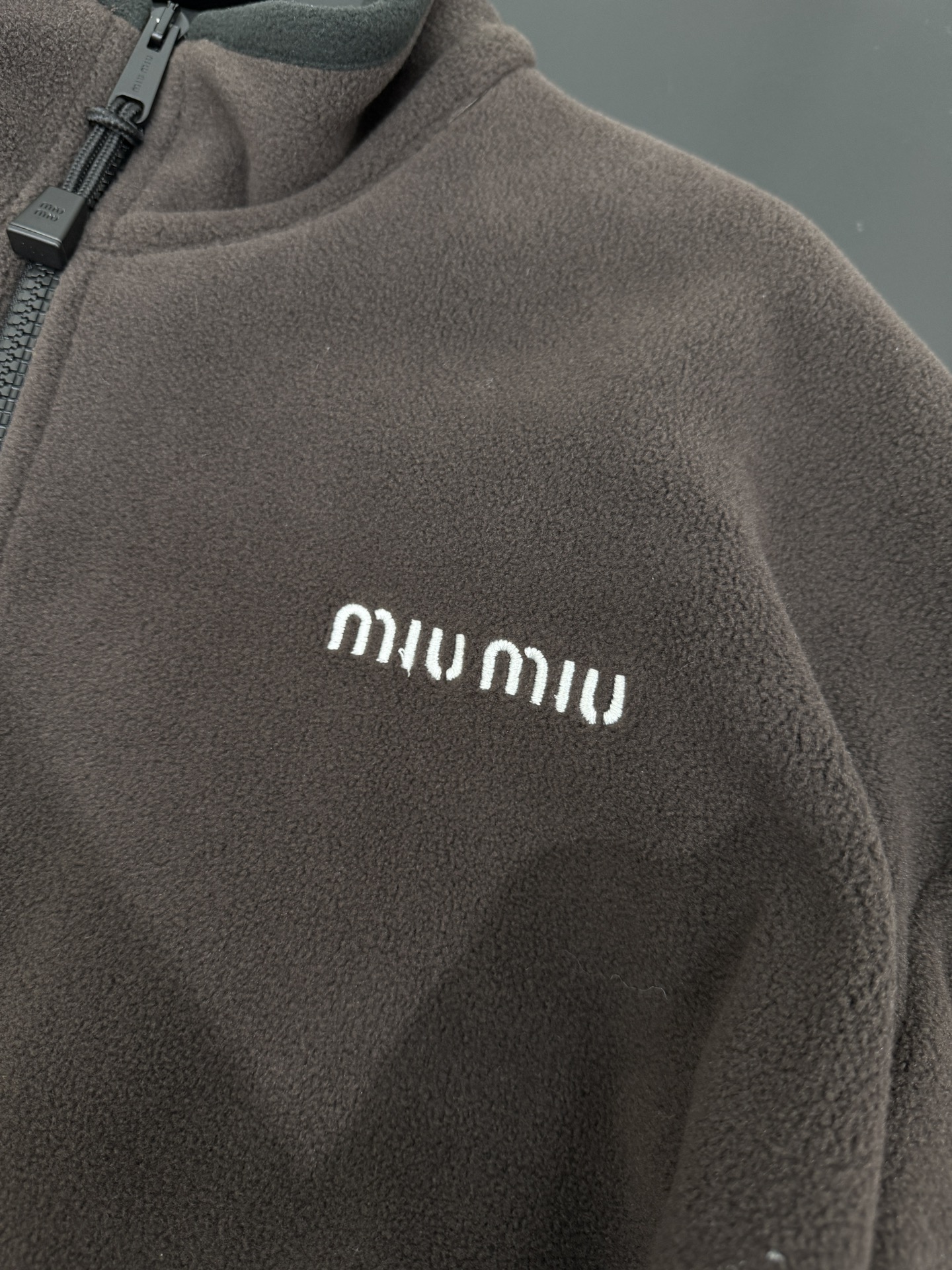 Miu Miu Women's Oversized Fleece Zip-Up Jacket Chocolate Brown 7 i1756376640 5305 0