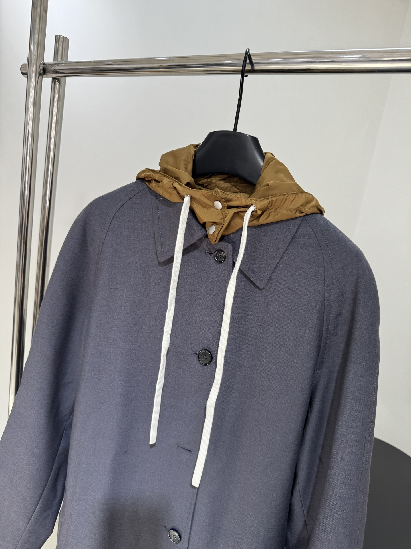 MIU MIU Gray Wool Blend Drawstring Hooded Coat 3 i1756462101 5005 1