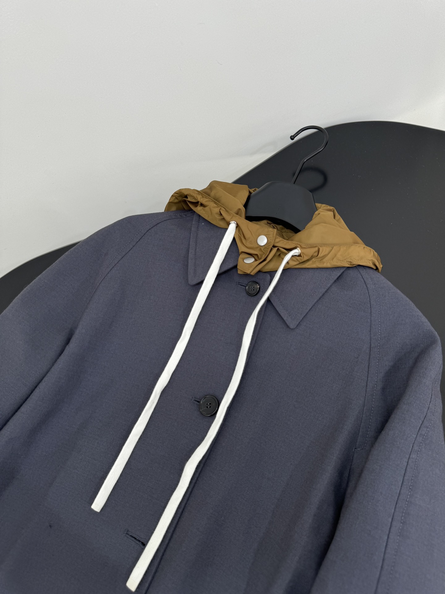 MIU MIU Gray Wool Blend Drawstring Hooded Coat 9 i1756462101 9676 5