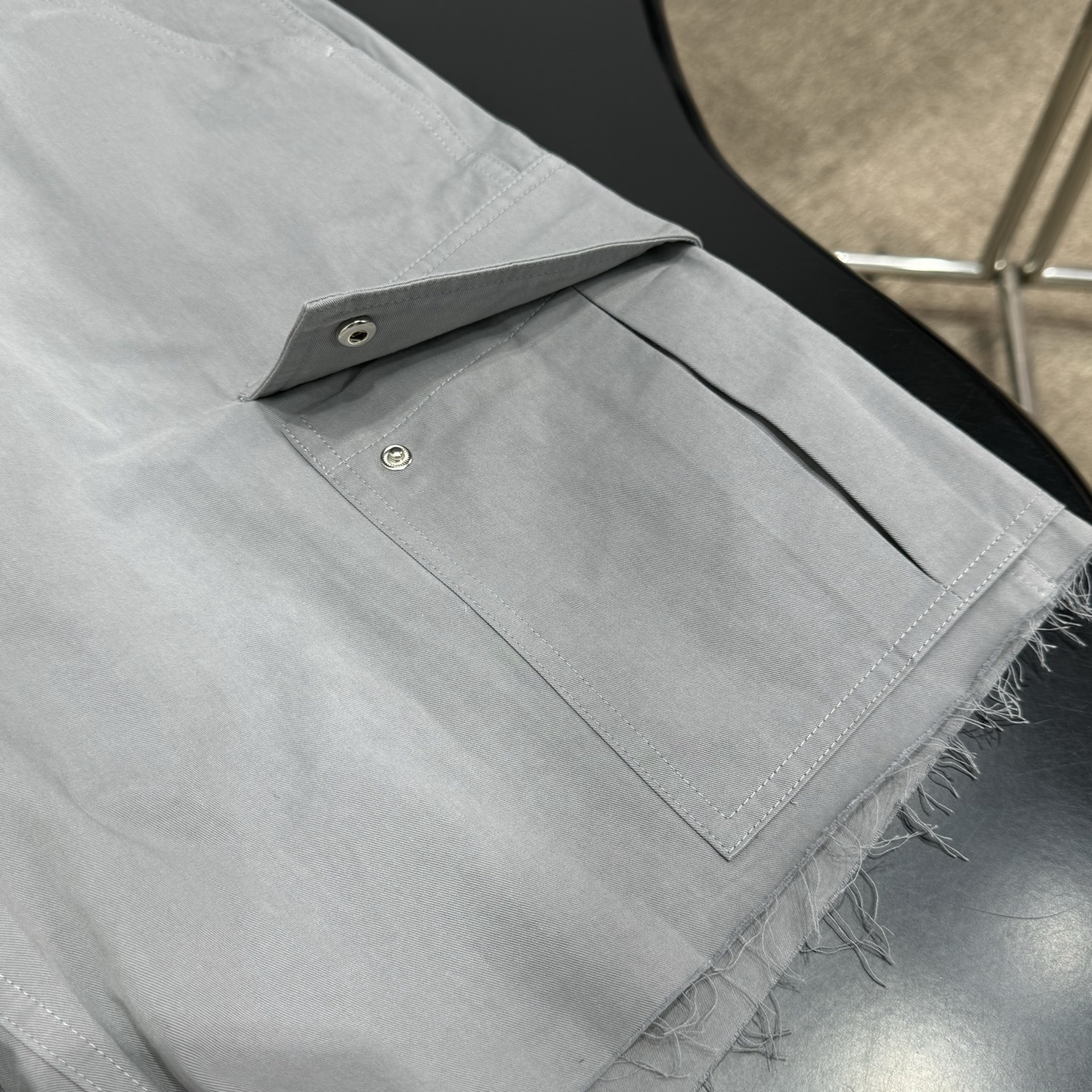 MIUMIU Grey Raw Edge Cargo Shorts

