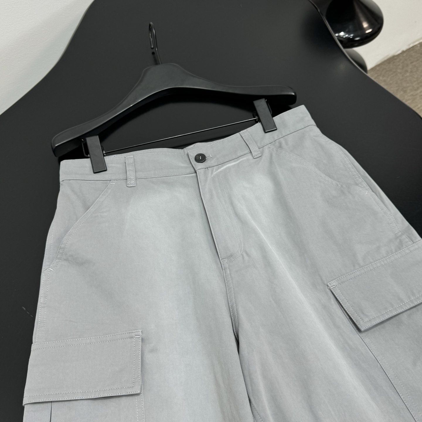 MIUMIU Grey Raw Edge Cargo Shorts
