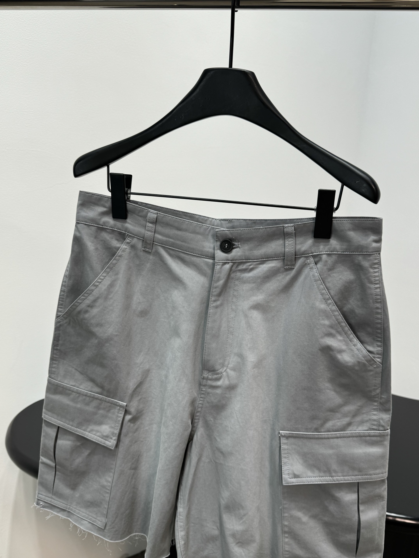 MIUMIU Grey Raw Edge Cargo Shorts
