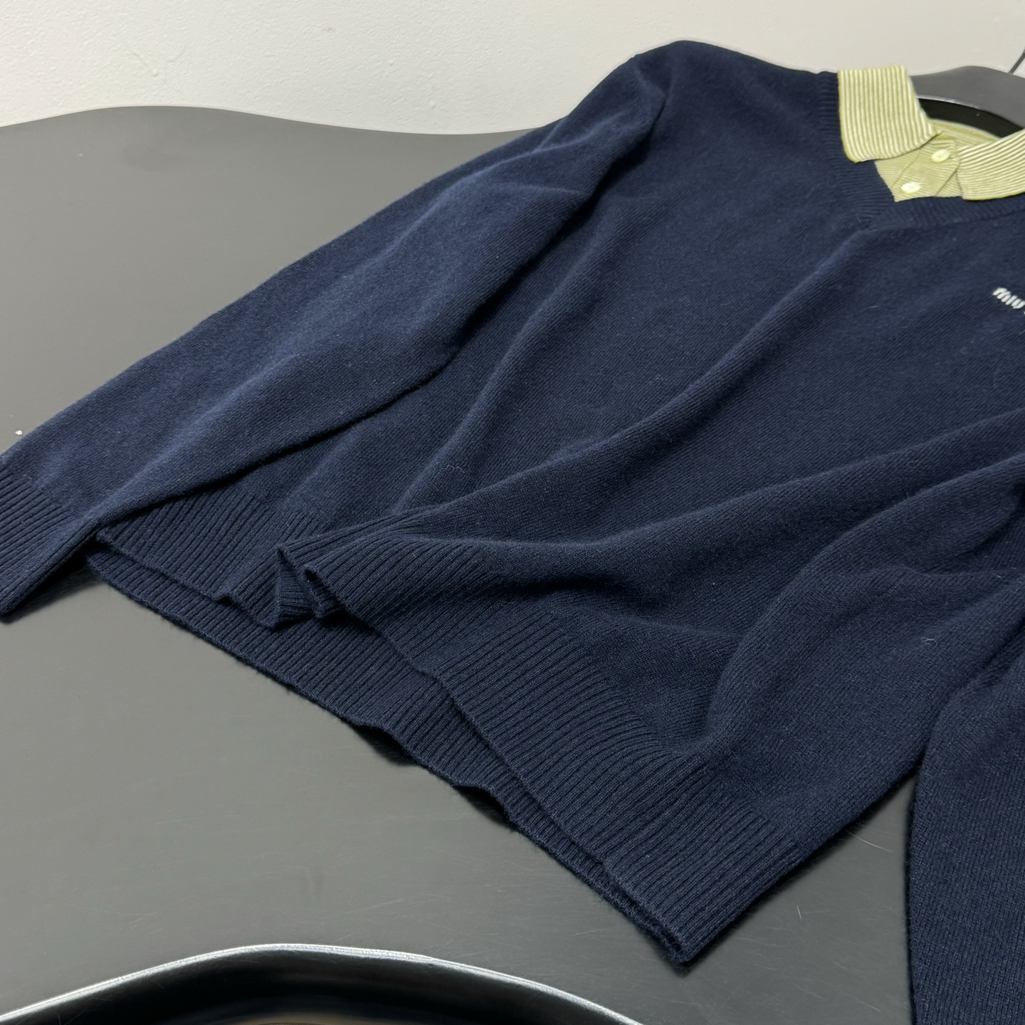 Miu Miu Preppy Fake Two-Piece Collar Knit Sweater