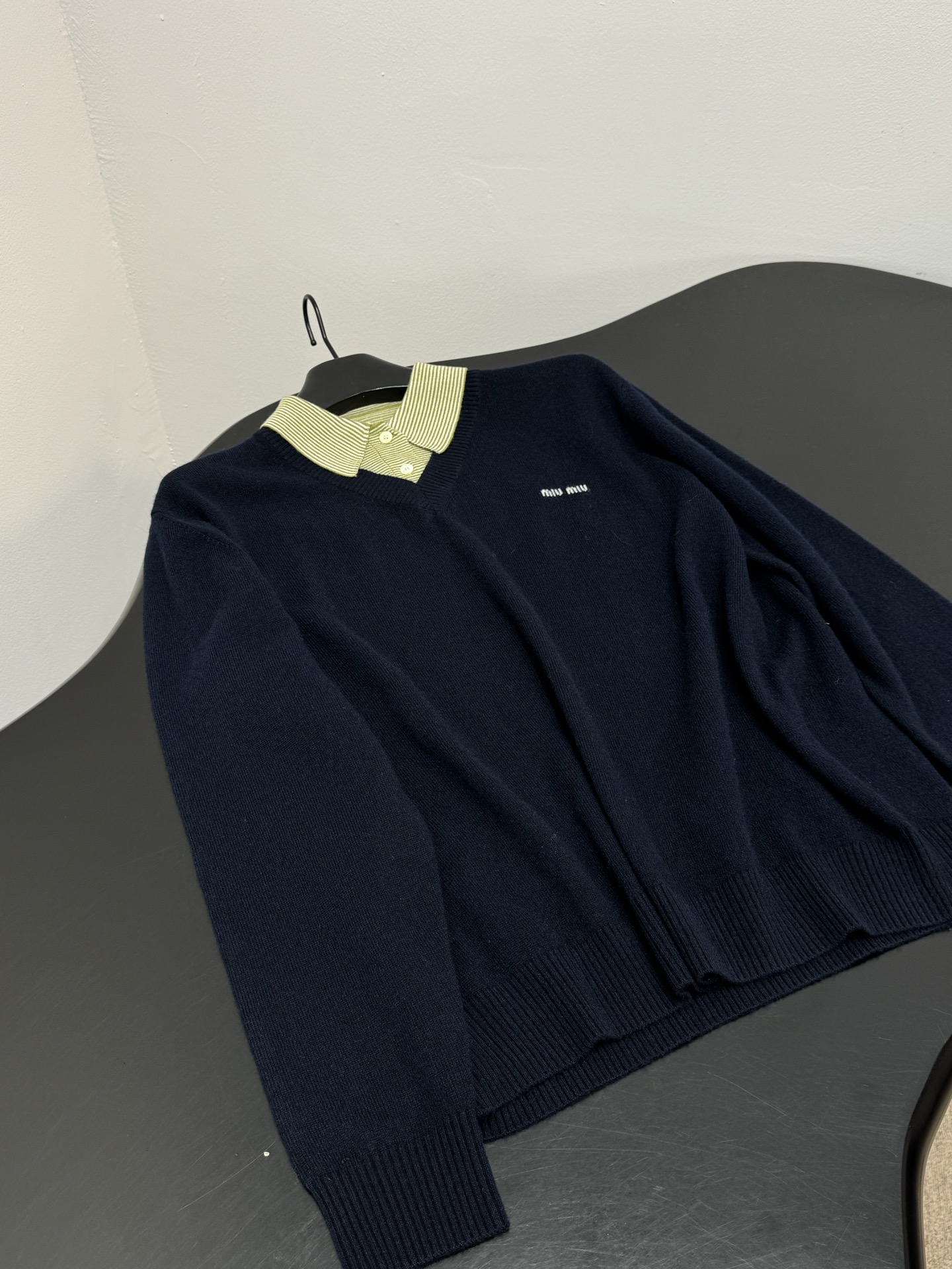 Miu Miu Preppy Fake Two-Piece Collar Knit Sweater