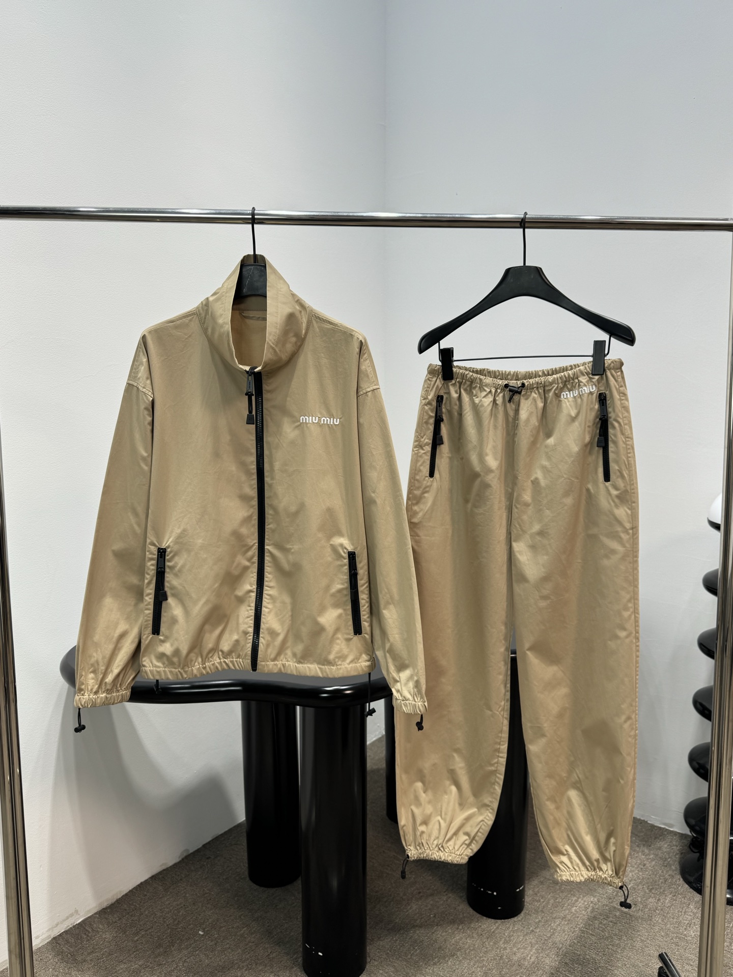 Miu Miu Khaki Zip-Up Tracksuit Set
