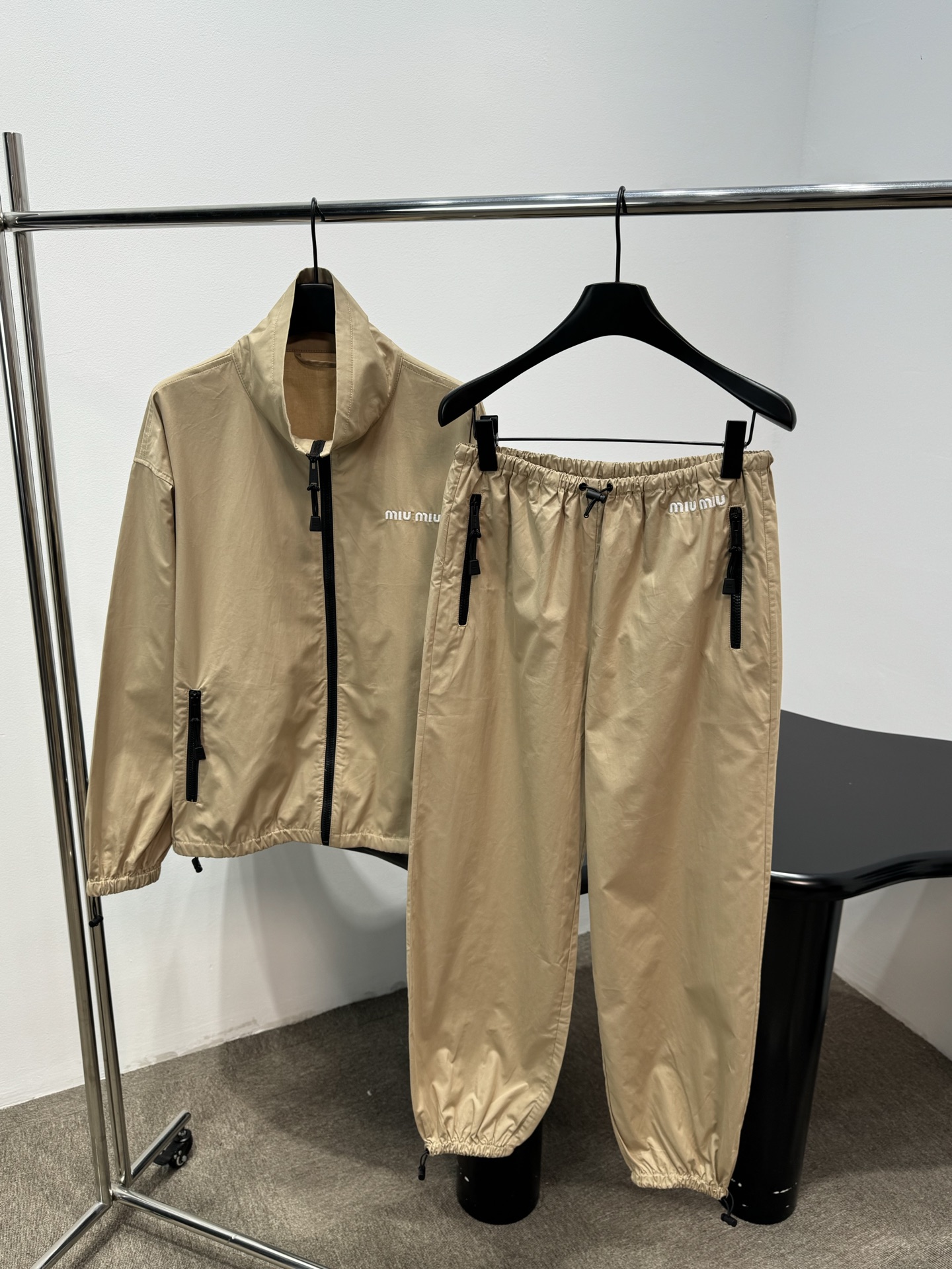 Miu Miu Khaki Zip-Up Tracksuit Set

