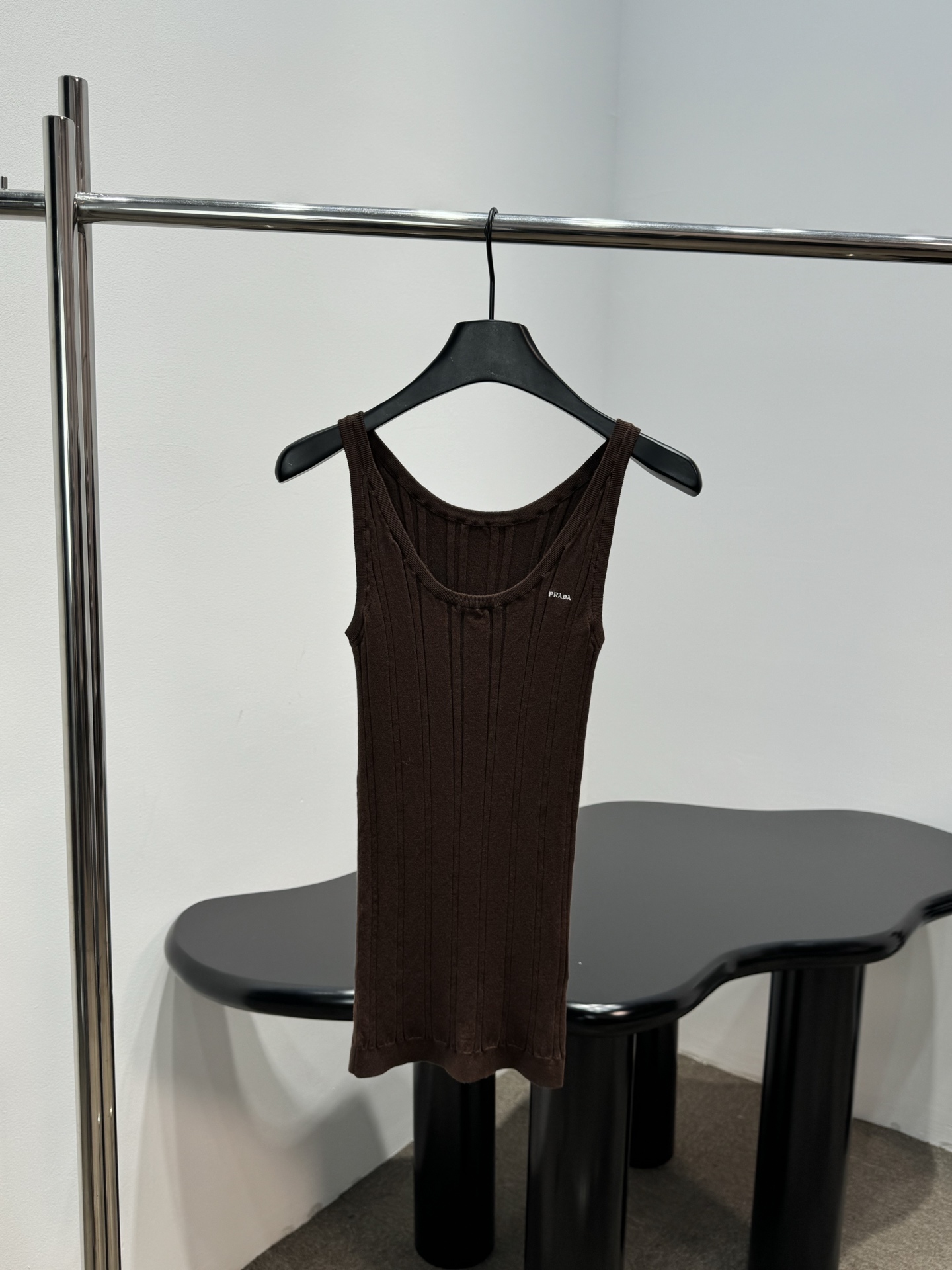 Prada Brown Ribbed Sleeveless Dress