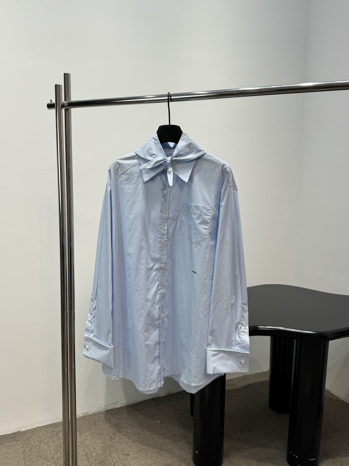 Prada Light Blue Bow Collar Shirt