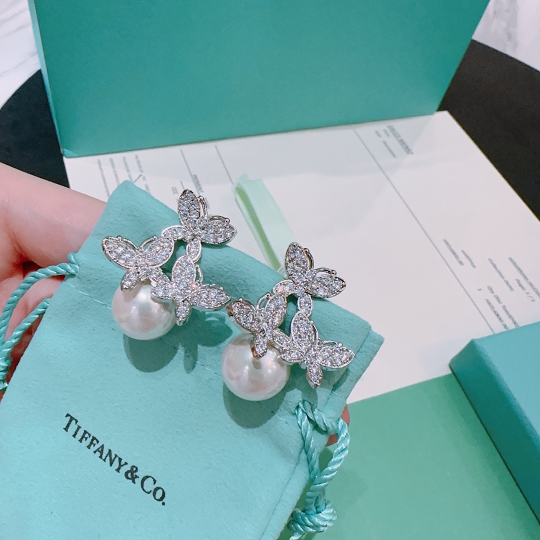 Tiffany&Co. Sieraden Oorbellen Platina Met diamanten gezet