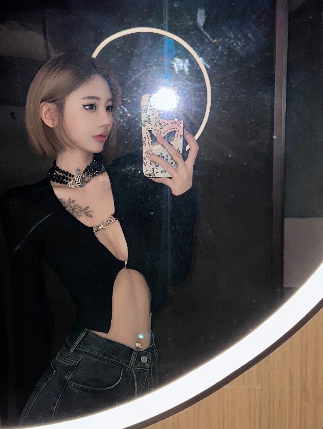 西太后三层黑珠土星choker颈链