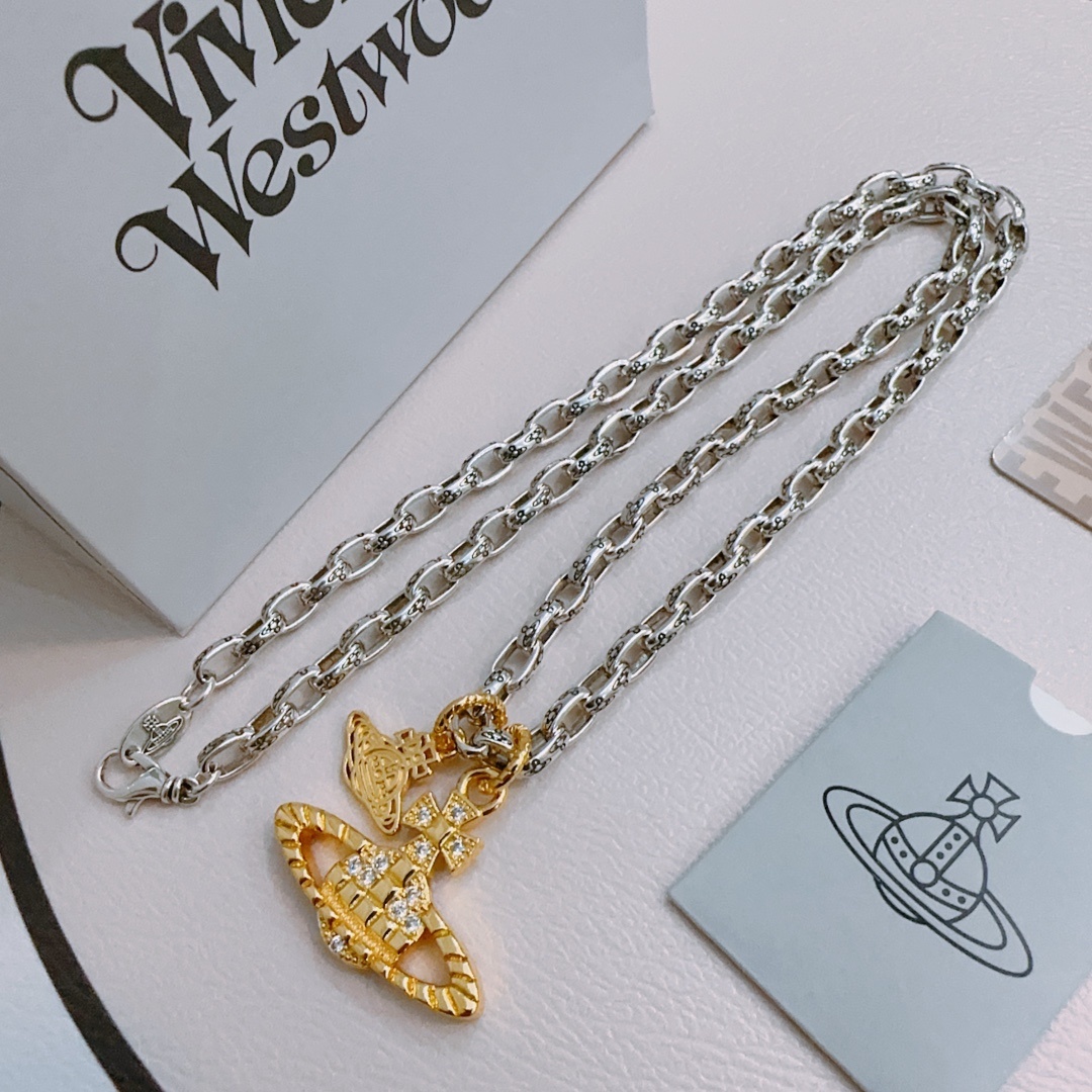 高品质经典大土星项链男女同款60cm项链viviennewestwood西太后土星项链!英国时装设计师时