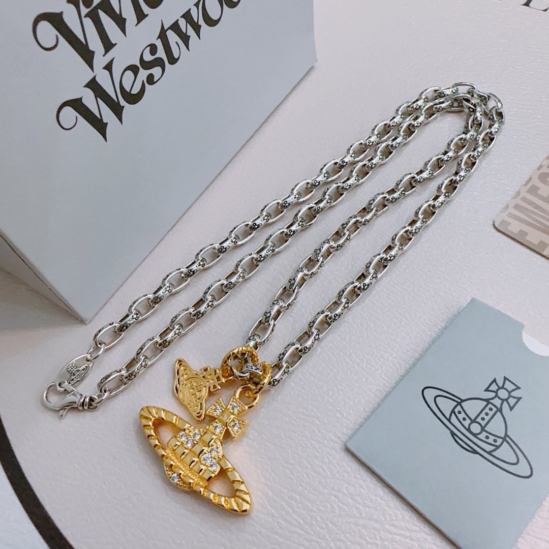高品质经典大土星项链男女同款60cm项链viviennewestwood西太后土星项链!英国时装设计师时