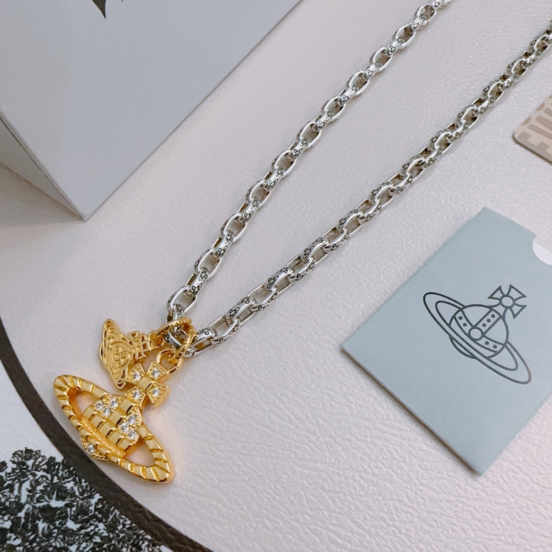高品质经典大土星项链男女同款60cm项链viviennewestwood西太后土星项链!英国时装设计师时