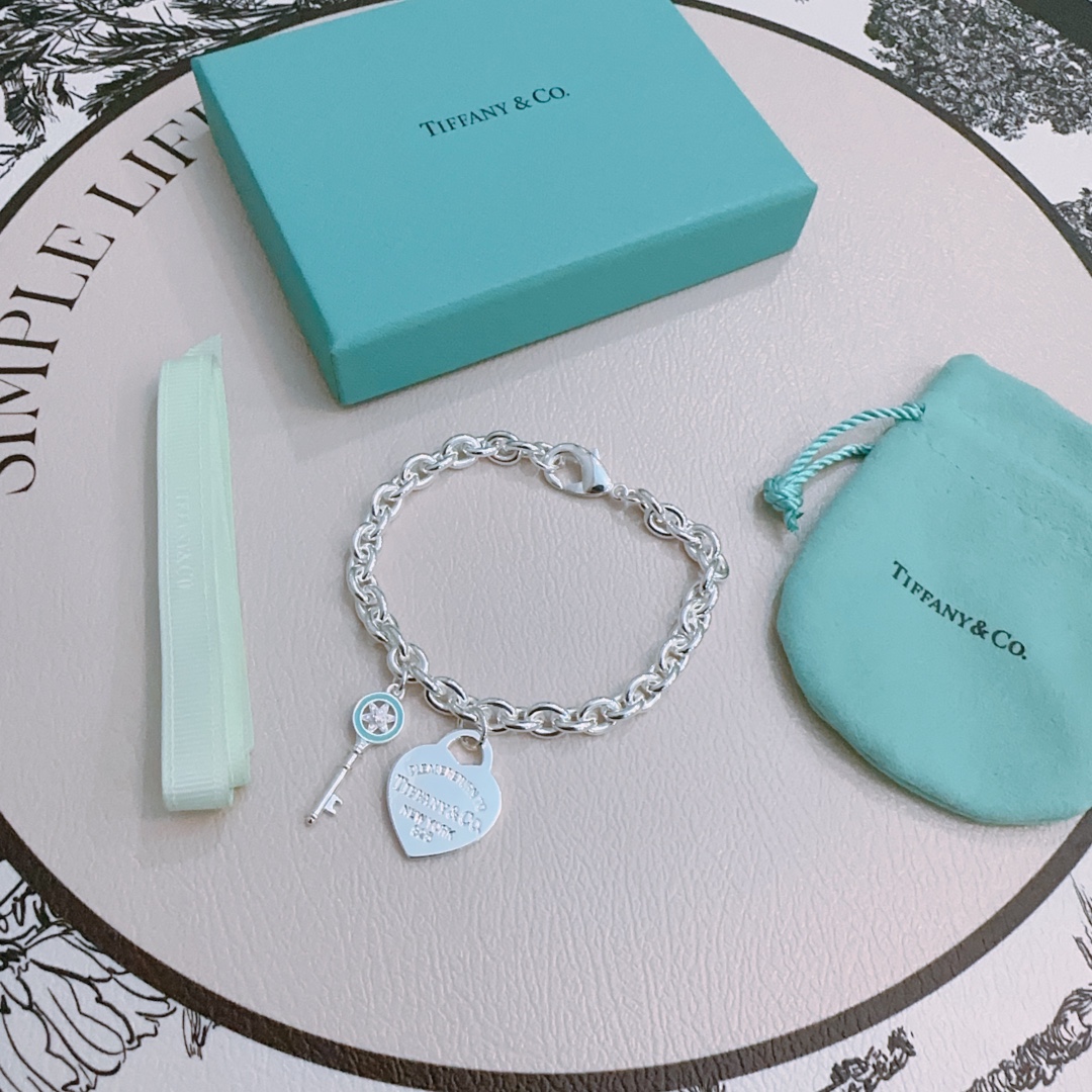蒂芙尼TIFFNY&CO.专柜精工银版本手链明星同款复古做旧风原版复刻纯手工打造正品开模潮流时尚必备男女