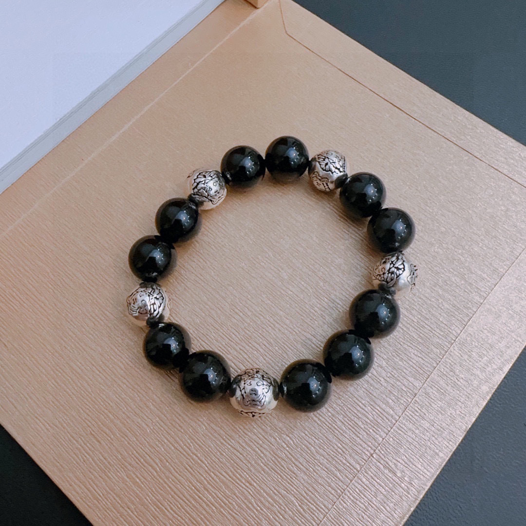 Chul-Medusamanau Crystal Chain Bracelet: Unisex Retro Silver Fashion with Handmade Touches - 图片 8