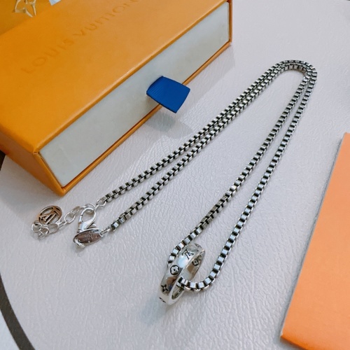 Louis Vuitton Silver-Tone Necklace with Ring Pendant, 60cm Chain