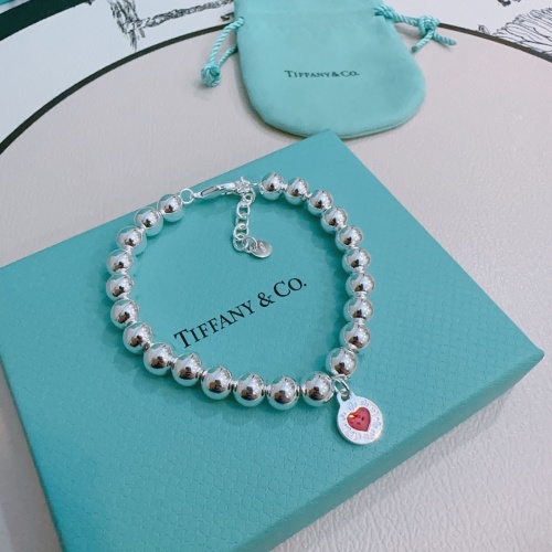 Tiffany & Co. Silver Bead Bracelet with Heart Tag - Unisex, Trendy 1 Tiffany & Co. Silver Bead Bracelet with Heart Tag - Unisex, Trendy