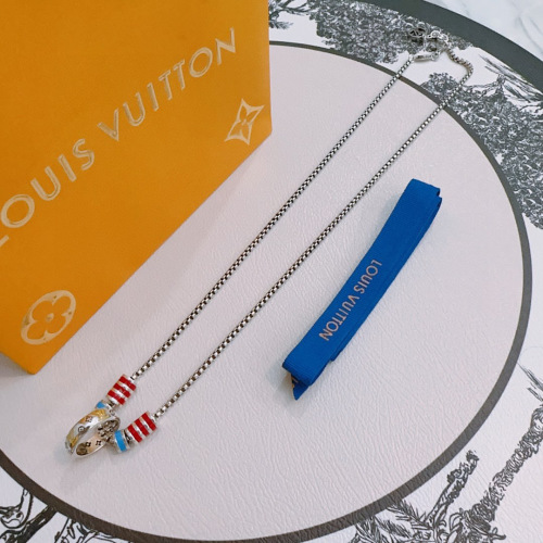 Louis Vuitton Silver Pendant Necklace with Retro Rock Punk Style, 60cm