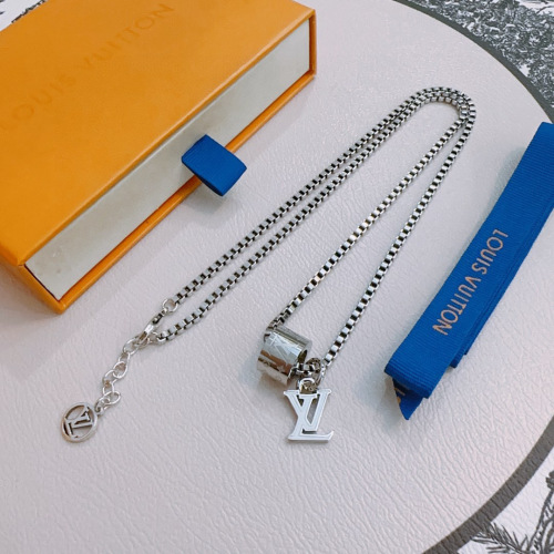Louis Vuitton Silver-Tone Metal LV Pendant Necklace, 60cm 1 Louis Vuitton Silver-Tone Metal LV Pendant Necklace, 60cm
