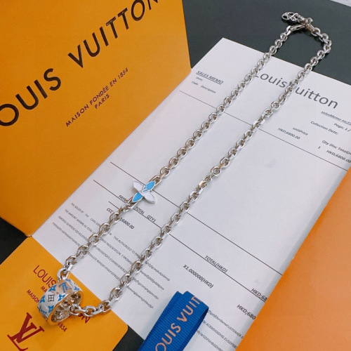 Louis Vuitton Inspired Vintage Silver Necklace Trendy Unisex Chain, 60 cm