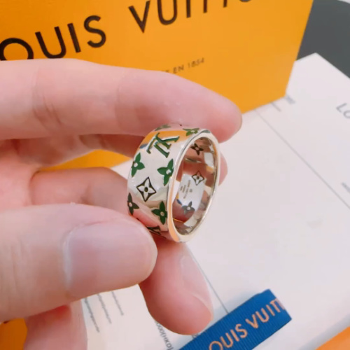 Louis Vuitton Monogram Band Ring, Silver Finish, Fashionable Statement Jewelry