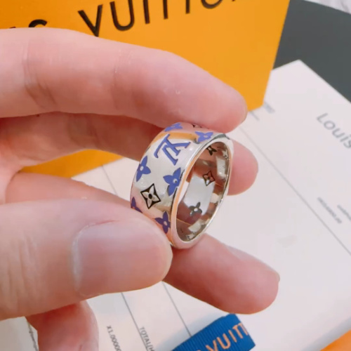 Louis Vuitton Silver Monogram Ring, Stylish Unisex Band Ring 1 Louis Vuitton Silver Monogram Ring, Stylish Unisex Band Ring